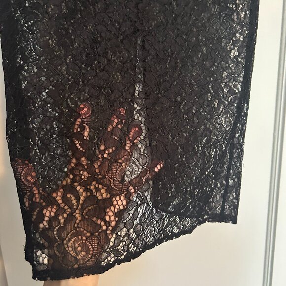 Mango Transparent Black Lace Midi Skirt - Size 4 - Picture 5 of 8